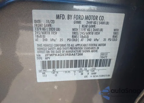 2024 Ford Edge Se из США, поврежденный, VIN 2FMPK4G93RBA67266